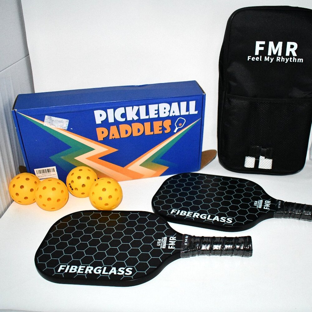 Feel My Rhythm Pickleball Paddles, Set of 2 with 4 Balls, USAPA Approved, Fiberg